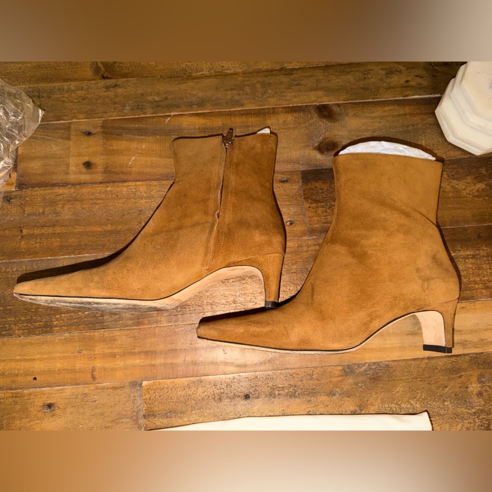 STAUD Wally Tan Suede 45mm Heeled Boots